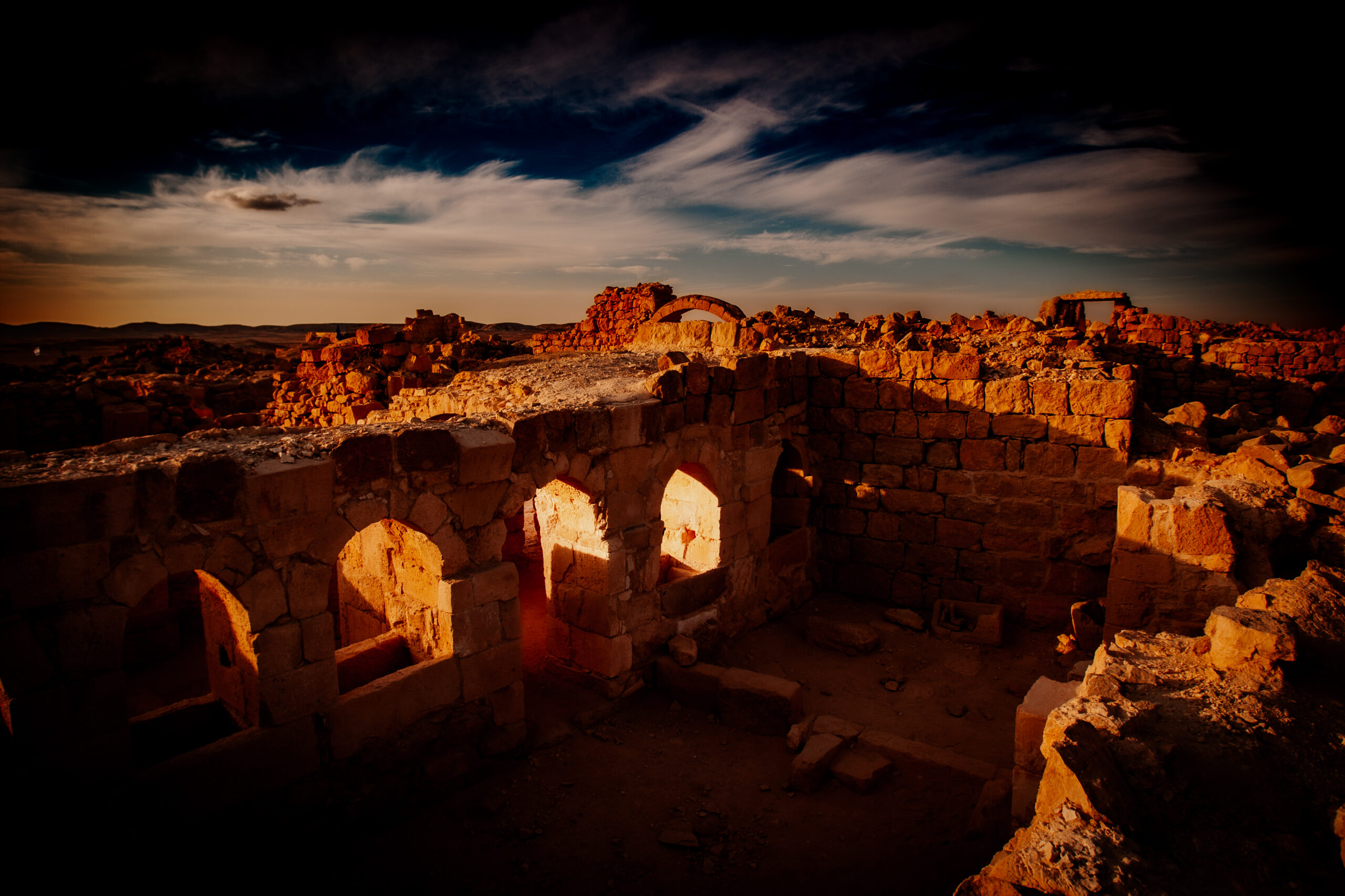 Shivta Southern Church at sunset