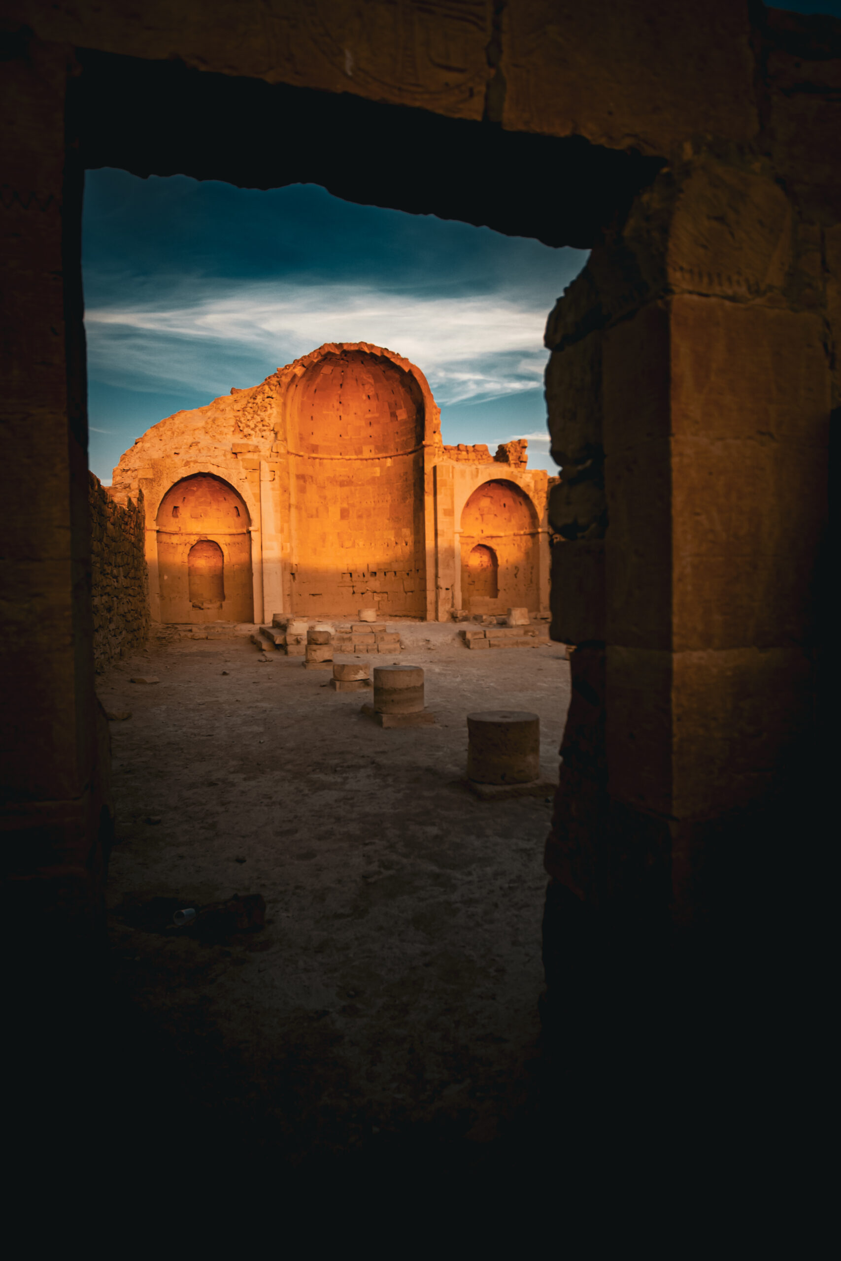 Shivta Southern Church at sunset