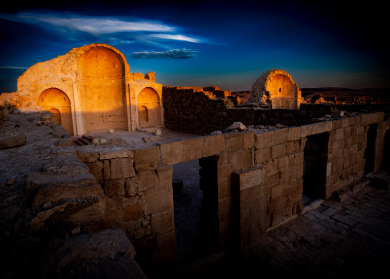 Shivta Southern Church at sunset