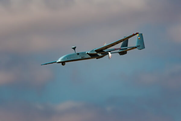 IAI Heron 1 "Shoval" fly between the clouds