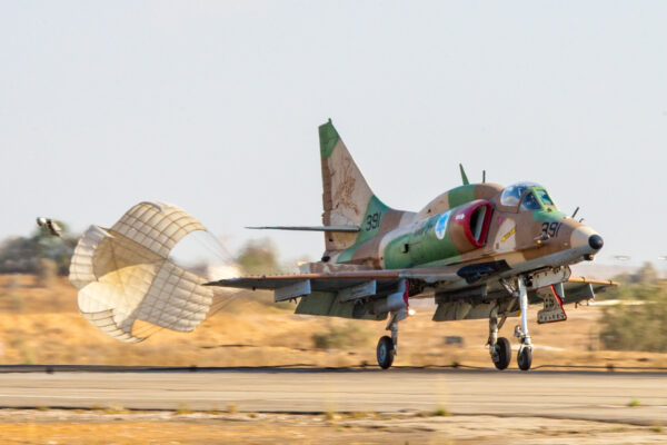 IAF A-4 Skyhawk using a drogue parachute