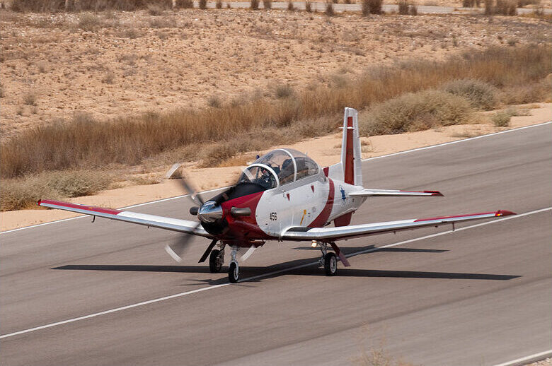 An Israeli Air Force Texan II "Efroni" trainer, taxi back to HAS
